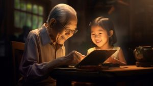 손주 돌보는 할머니